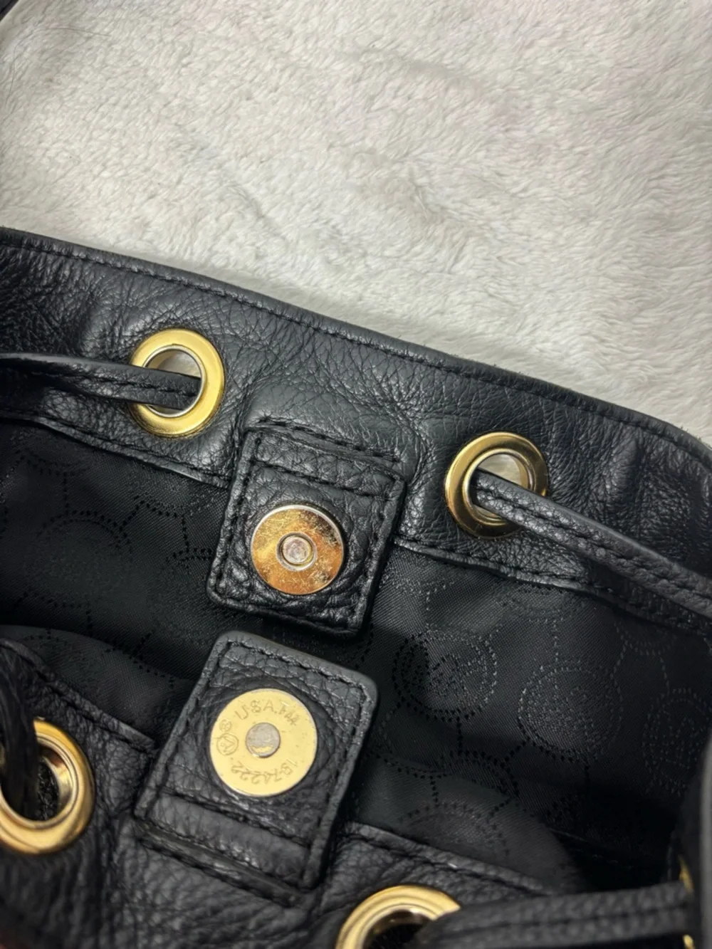 Michael Kors  Black‎ Pebbled Leather Drawstring Hobo with Gold Hardware